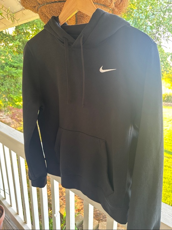 Nike Tops - Nike Black Crewneck Hoodie with White Swoosh - NWOT